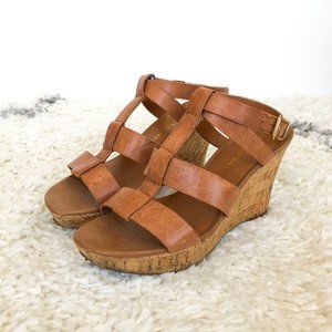 Franco Sarto Cork Wedge Ankle Strap Heels